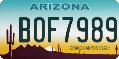 AZ license plate BOF7989