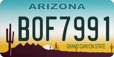 AZ license plate BOF7991