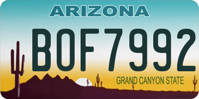 AZ license plate BOF7992