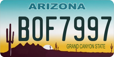 AZ license plate BOF7997
