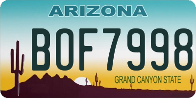 AZ license plate BOF7998