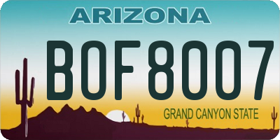 AZ license plate BOF8007