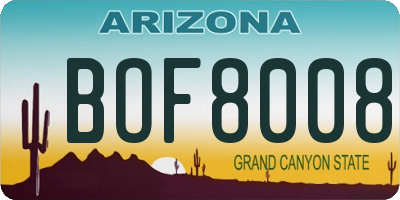 AZ license plate BOF8008