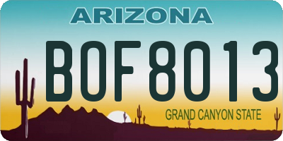 AZ license plate BOF8013