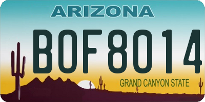 AZ license plate BOF8014