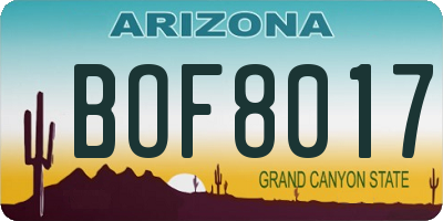 AZ license plate BOF8017