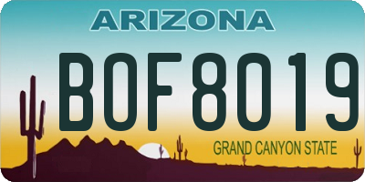 AZ license plate BOF8019