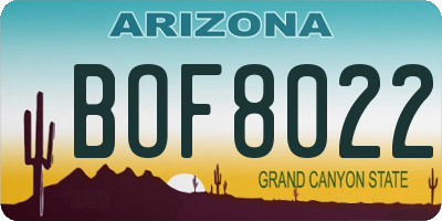 AZ license plate BOF8022