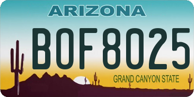 AZ license plate BOF8025