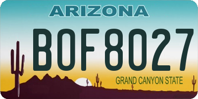 AZ license plate BOF8027