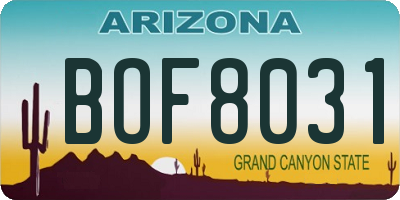 AZ license plate BOF8031