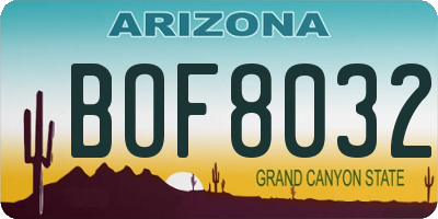 AZ license plate BOF8032