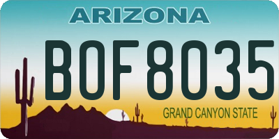 AZ license plate BOF8035