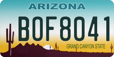 AZ license plate BOF8041