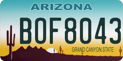 AZ license plate BOF8043