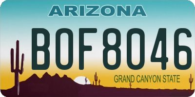 AZ license plate BOF8046
