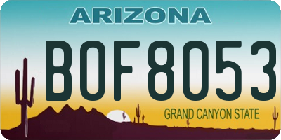 AZ license plate BOF8053