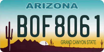 AZ license plate BOF8061