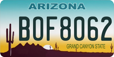 AZ license plate BOF8062