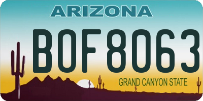 AZ license plate BOF8063