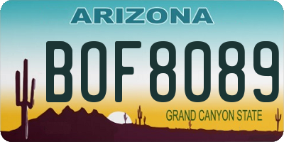 AZ license plate BOF8089