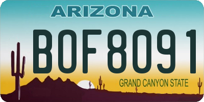 AZ license plate BOF8091