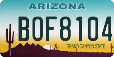 AZ license plate BOF8104