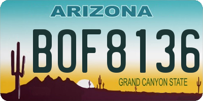 AZ license plate BOF8136