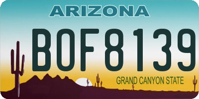 AZ license plate BOF8139