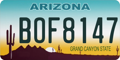 AZ license plate BOF8147