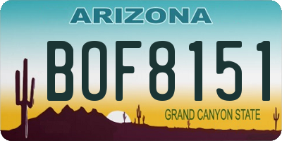 AZ license plate BOF8151