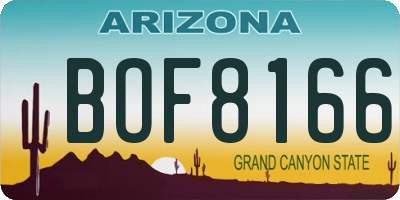 AZ license plate BOF8166