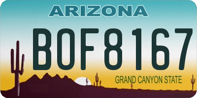 AZ license plate BOF8167