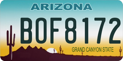 AZ license plate BOF8172
