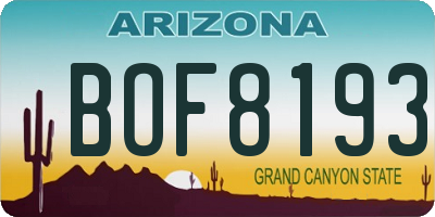AZ license plate BOF8193