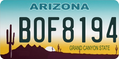AZ license plate BOF8194