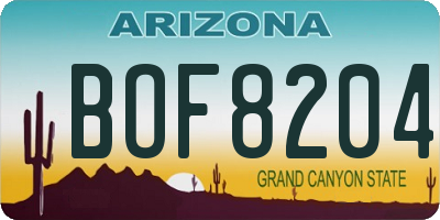 AZ license plate BOF8204