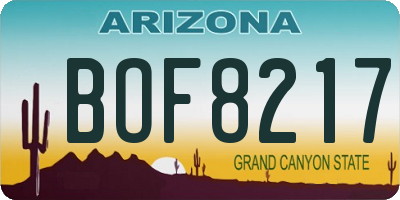 AZ license plate BOF8217