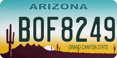 AZ license plate BOF8249