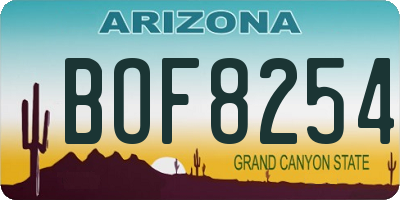 AZ license plate BOF8254
