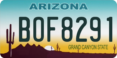 AZ license plate BOF8291