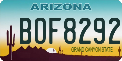 AZ license plate BOF8292