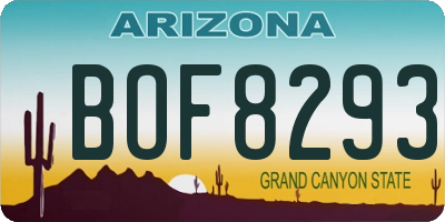 AZ license plate BOF8293