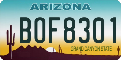AZ license plate BOF8301