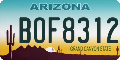 AZ license plate BOF8312