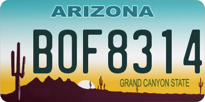 AZ license plate BOF8314
