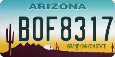 AZ license plate BOF8317