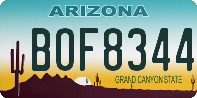 AZ license plate BOF8344