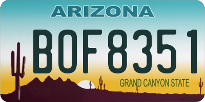 AZ license plate BOF8351