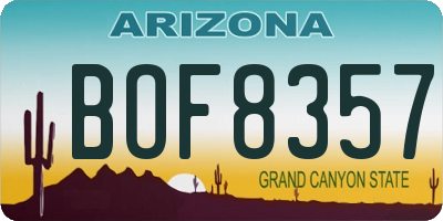 AZ license plate BOF8357